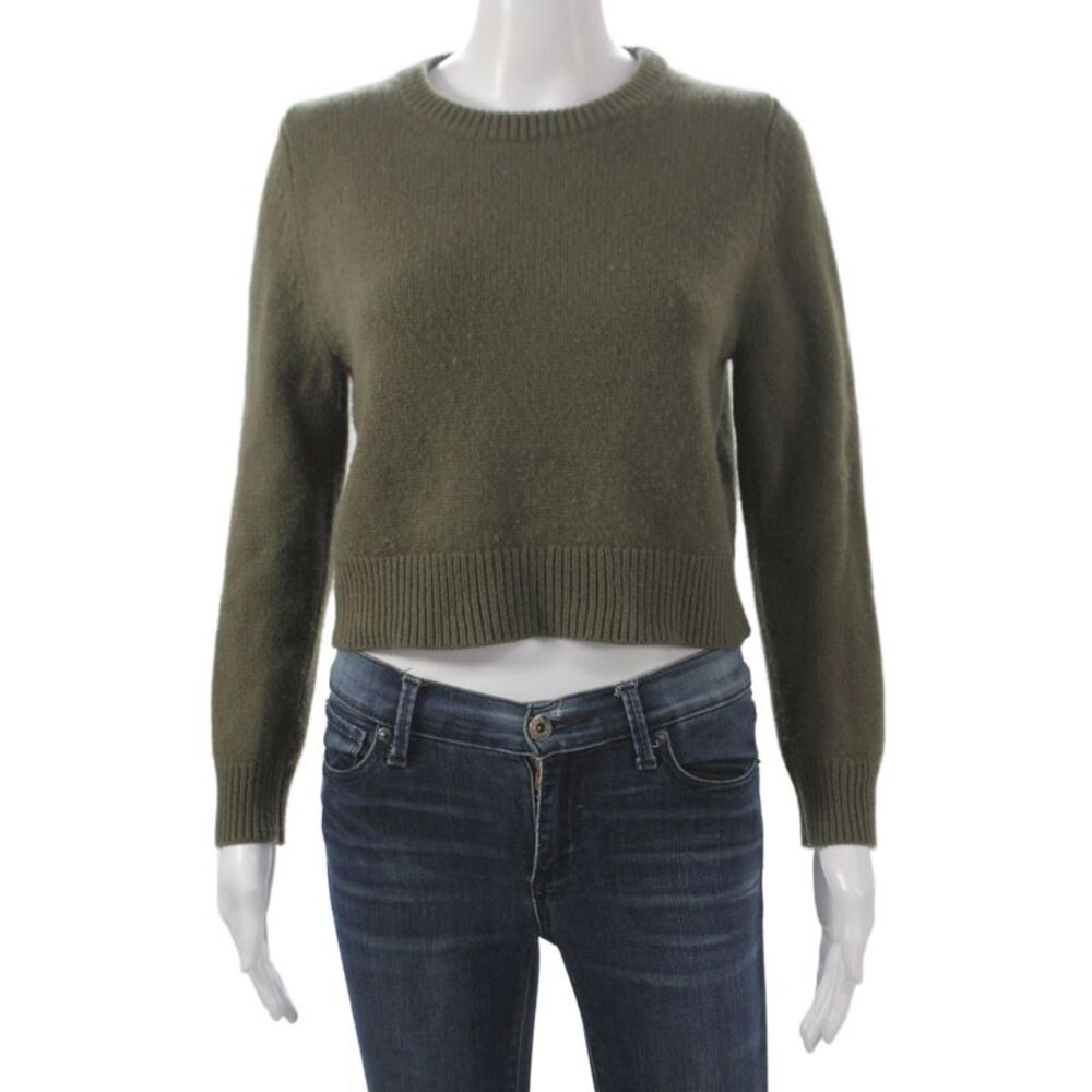 Nili Lotan Unisex Green 100% Cashmere Crew Neck Pullover Sweater Size S